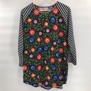 Lularoe Randy floral with striped sleeves